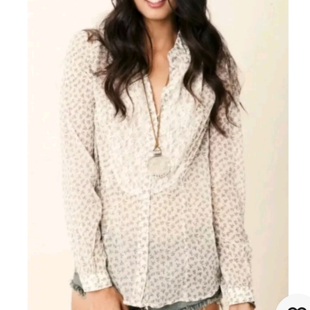 Free People All That Glitters Button Down Shirt